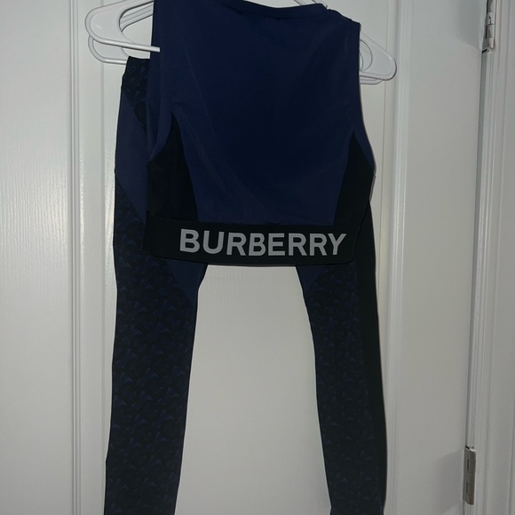 TB monogram-print zip-up cropped top w/ matching pants active wear - Picture 3 of 8